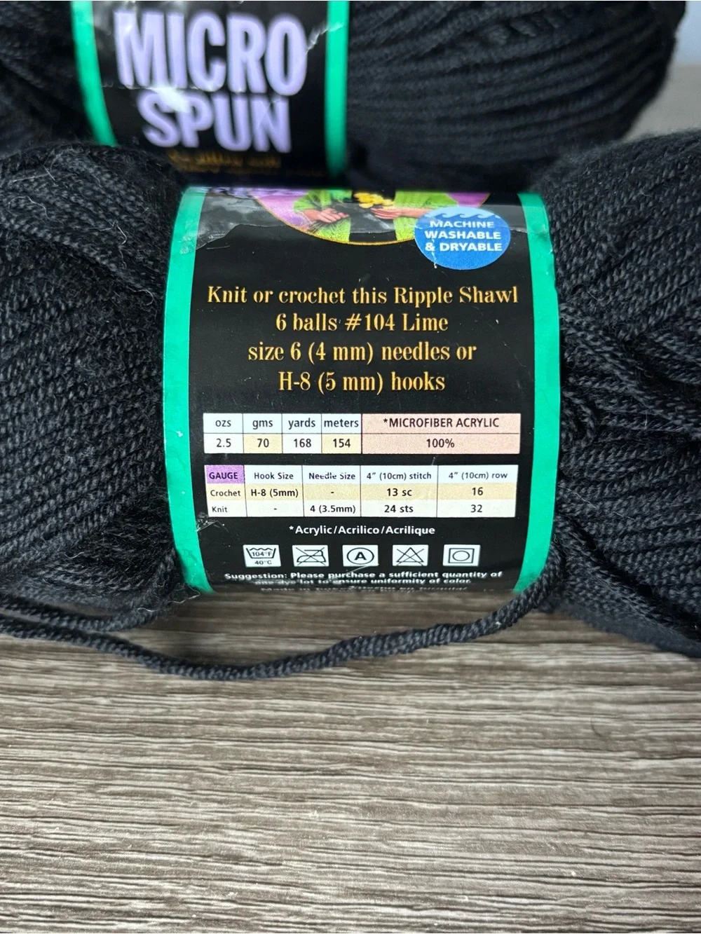 Lion Brand Micro Spun 100% Acrylic Yarn Ebony Black LOT OF 3